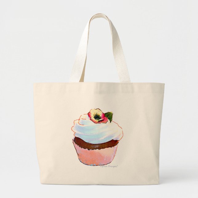 Cupcake with Pansy Art Design Tote Bag (Front)