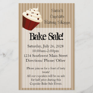 Cupcake with Soft Mocha Stripes Flyer