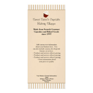 Cupcake with Soft Mocha Stripes Rack Card