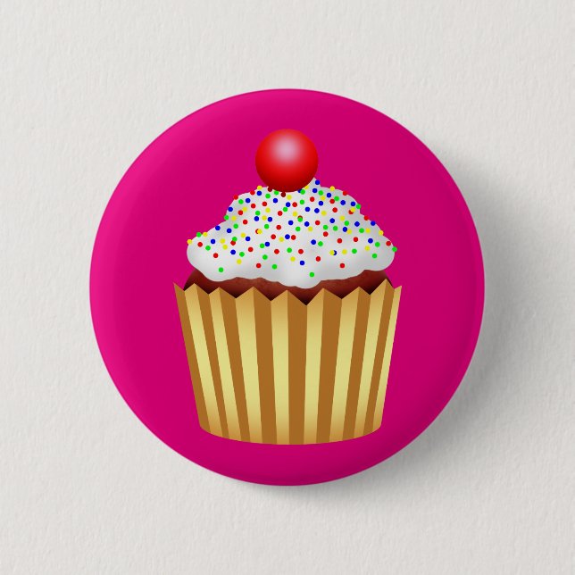 Cupcake with Sprinkles and Cherry on Top 2 Inch Round Button (Front)