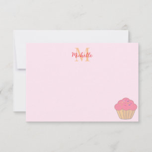Cupcake With Sprinkles Drawing Monogram Card