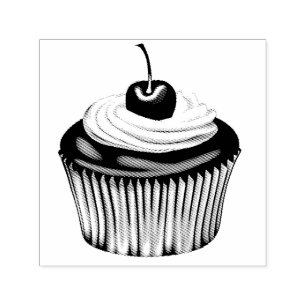 Cupcake with Whipped Cream and a Cherry on Top Self-inking Stamp
