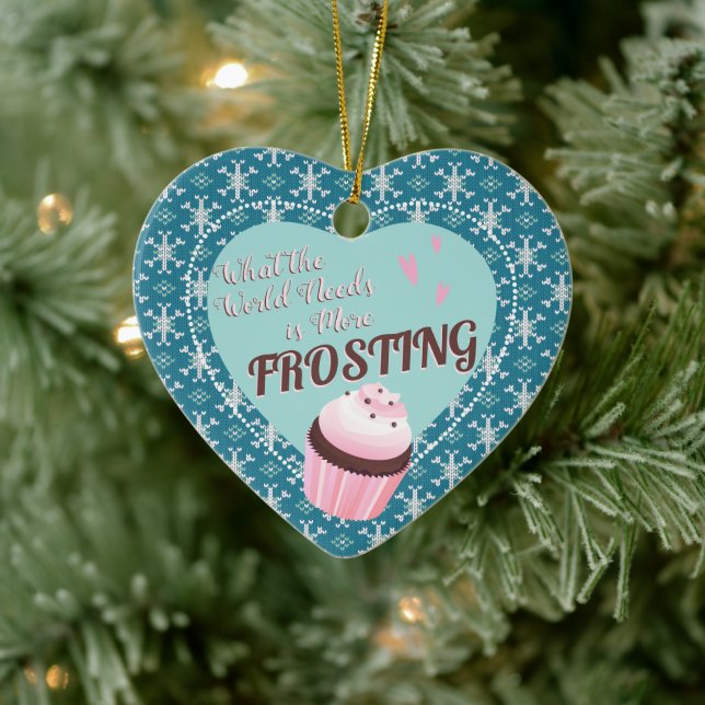 Cupcake world needs more frosting baker Christmas Ceramic Ornament (Tree)