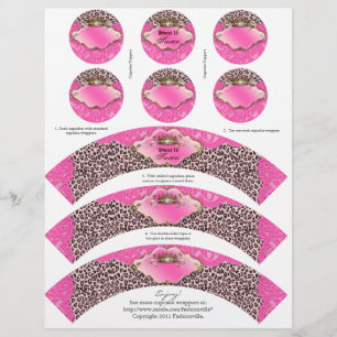 Cupcake Wrappers Leopard Crown Zebra w/ Toppers