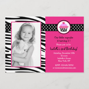 Cupcake Zebra Imprimer Photo Invitations Anniversa