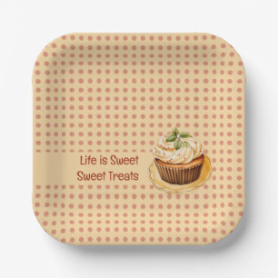 CupCakes and dots Paper Plate