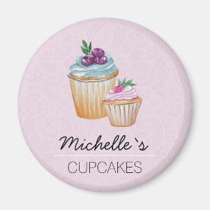 CupCakes And Fruits Watercolor Magnet