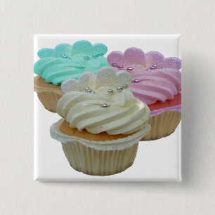 Cupcakes and Hearts 2 Inch Square Button