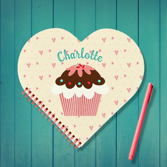 Cupcakes and Hearts Personalized  Notebook (Creator Uploaded)