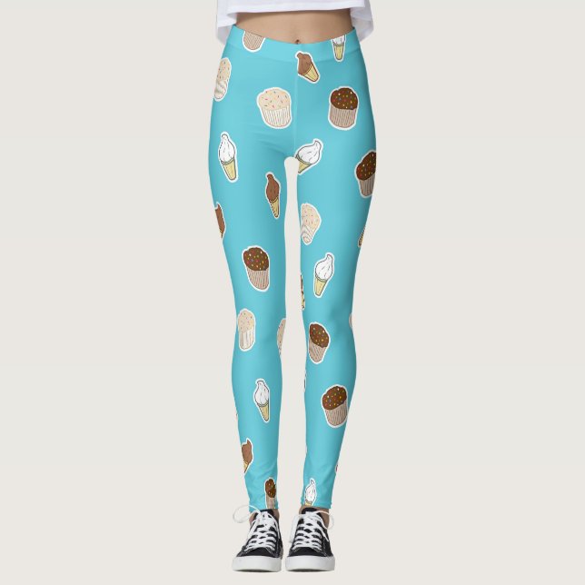 Cupcakes and ice cream sweet cute design leggings (Front)