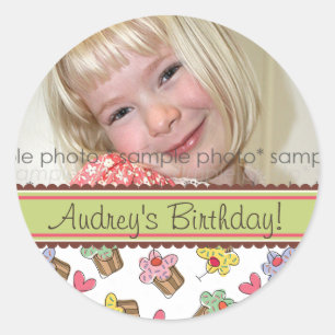 Cupcakes aux cerises sucrées Sticker Étiquette c