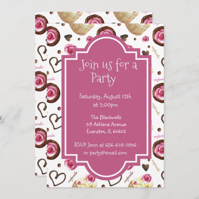 cupcakes Baby Shower Invitation (Front/Back)