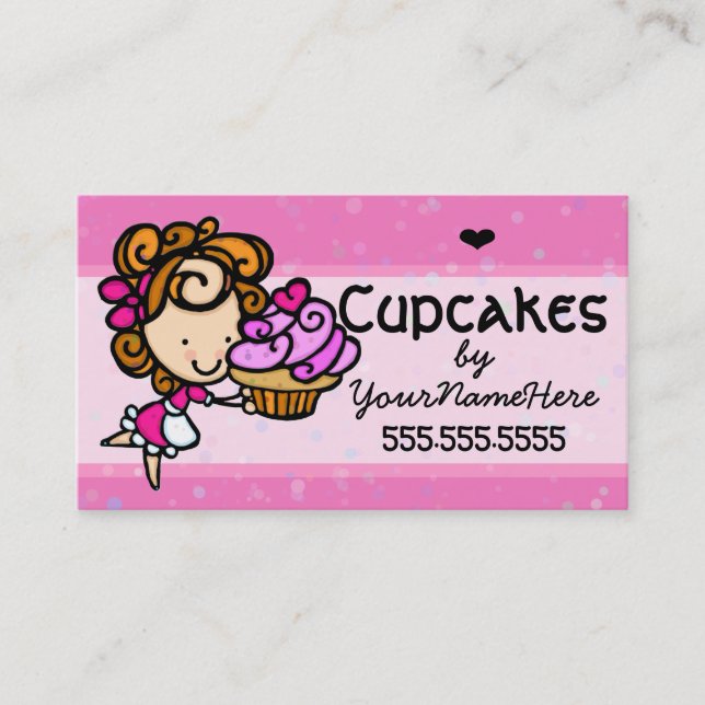 Cupcakes.Bakery.Baking.Dessert.Custom text-colour Business Card (Front)