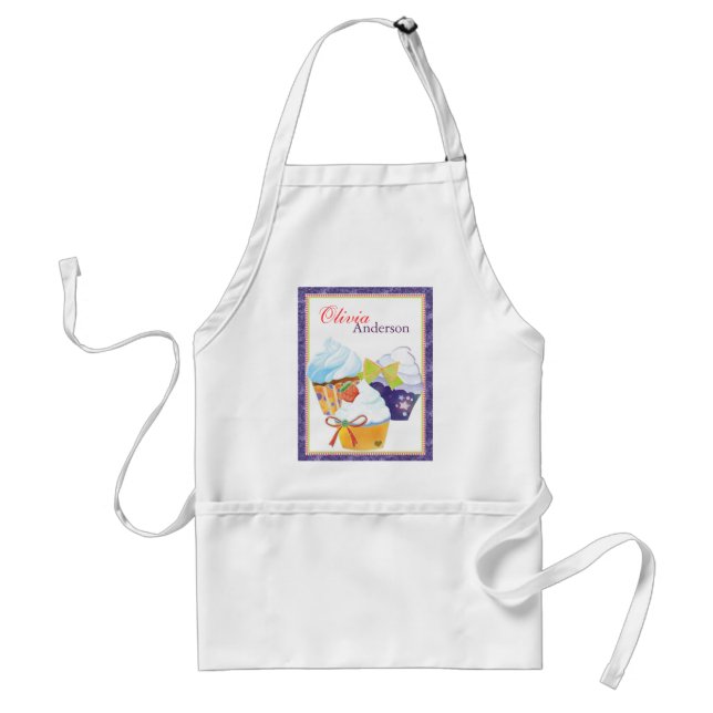 Cupcakes Bakery Chef Personalized Name Standard Apron (Front)
