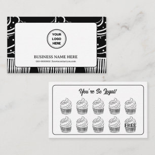 Cupcakes Bakery Coffee Shop Reward Point Loyalty Card