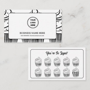 Cupcakes Bakery Coffee Shop Reward Point Loyalty Card