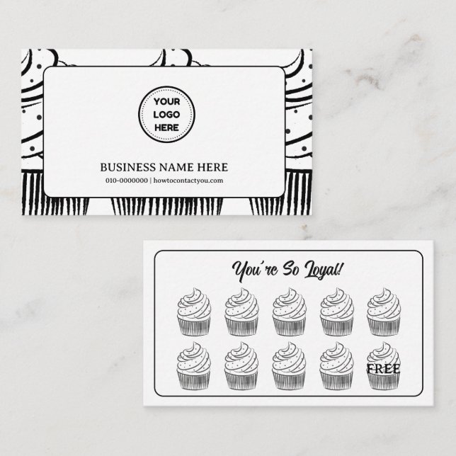 Cupcakes Bakery Coffee Shop Reward Point Loyalty Card (Front/Back)
