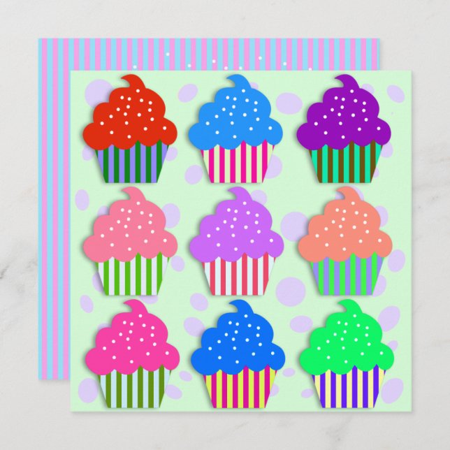 Cupcakes Birthday Party Invitation Template (Front/Back)