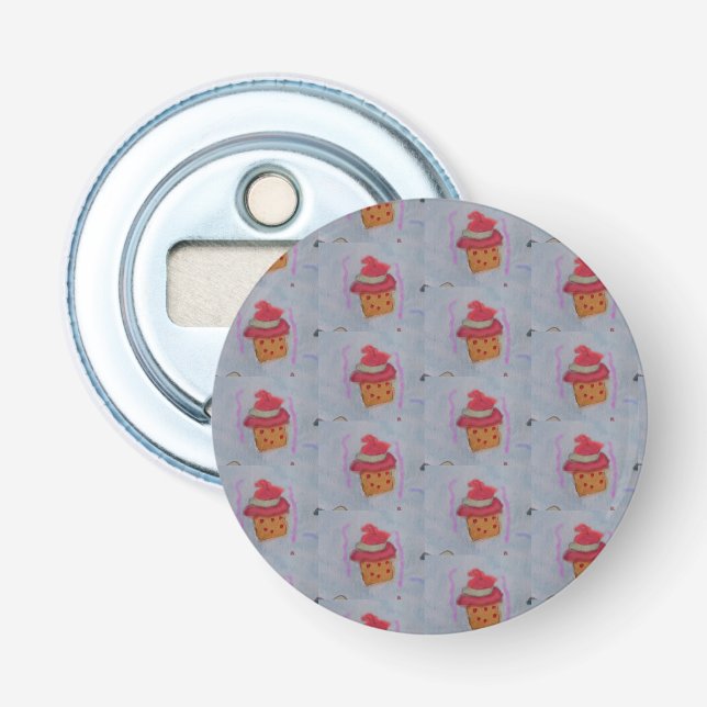 Cupcakes Button Bottle Opener (Front)