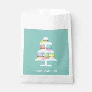 Cupcakes Cake Stand Teal Custom Text Favour Bag