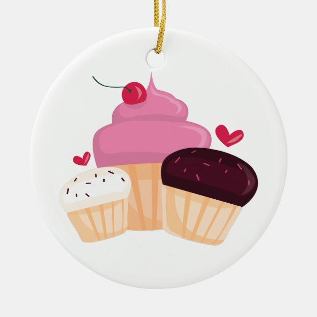 Cupcakes Ceramic Ornament (Front)