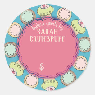 Cupcakes cookies bakery personalized price classic round sticker