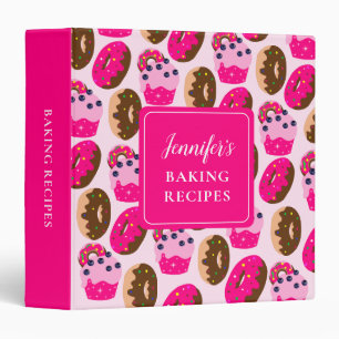 Cupcakes & Donuts Baking Recipes Personalized   Binder
