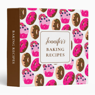 Cupcakes & Doughnuts Baking Recipes Personalized Binder
