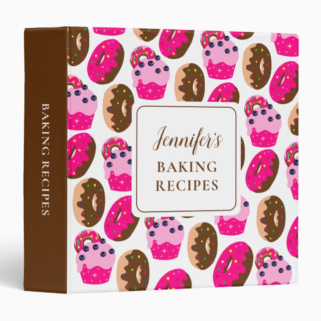 Cupcakes & Doughnuts Baking Recipes Personalized  Binder (Front/Spine)