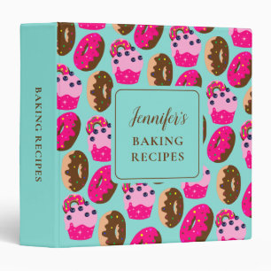 Cupcakes & Doughnuts Baking Recipes Personalized Binder