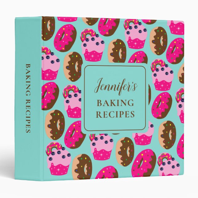 Cupcakes & Doughnuts Baking Recipes Personalized  Binder (Front/Spine)