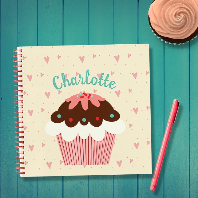 Cupcakes et Coeurs Carnet personnalisé (Créateur téléchargé)