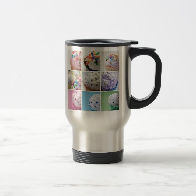 cupcakes everywhere!!! travel mug (Right)