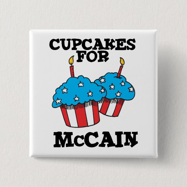 Cupcakes for McCain 2 Inch Square Button (Front)