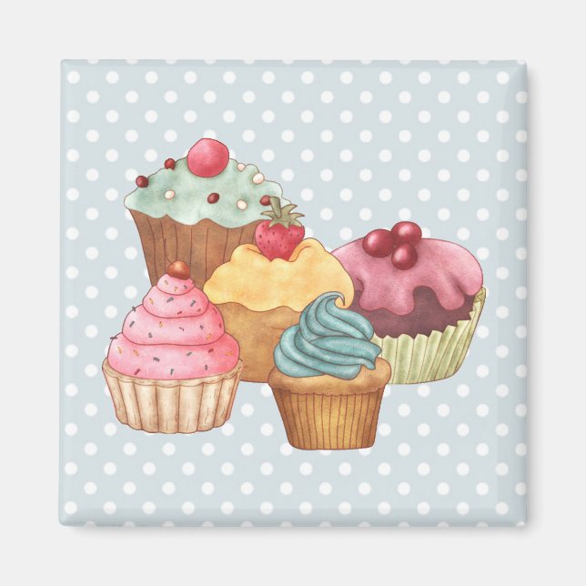 Cupcakes Gâteaux Aimant de pâtisserie (Devant)