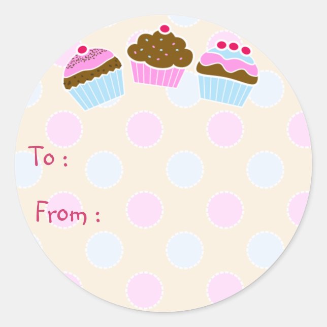 Cupcakes Gift Tag Sticker (Front)