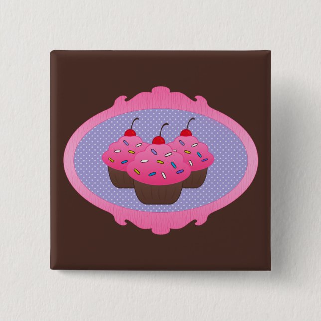 Cupcakes in a Frame 2 Inch Square Button (Front)