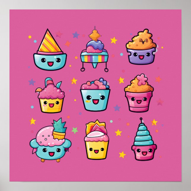 Cupcakes kawaii poster (Front)