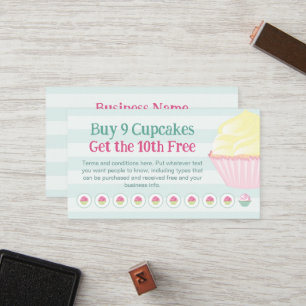 Cupcakes Loyalty Stamp or Punch Card - Buy 9 Get 1