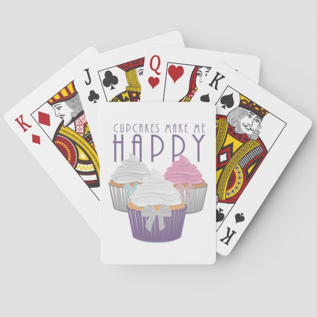 Cupcakes Make Me Happy Playing Cards (Back)