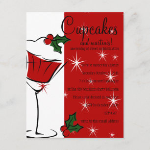 Cupcakes, Martini & Holly Invitation