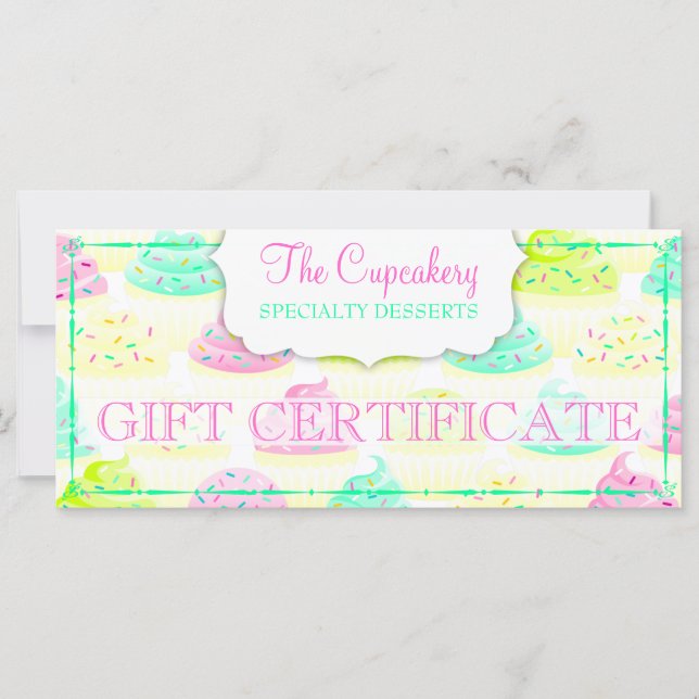 Cupcakes N Sprinkles Custom Gift Certificate (Front)
