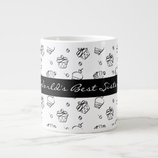 Cupcakes Outlines World's Best Sister Large Coffee Mug