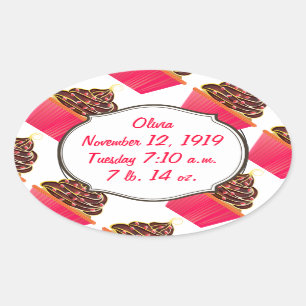 Cupcakes Oval Sticker