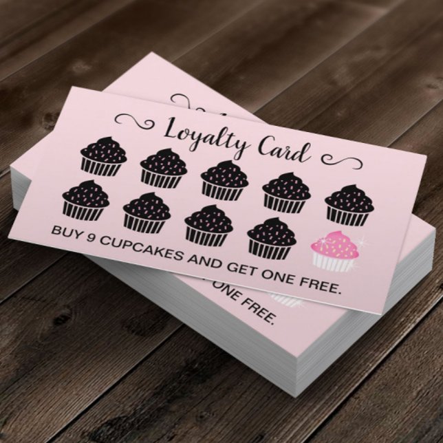 Cupcakes Pastry Bakery Blush Pink Loyalty Reward Card (Creator Uploaded)