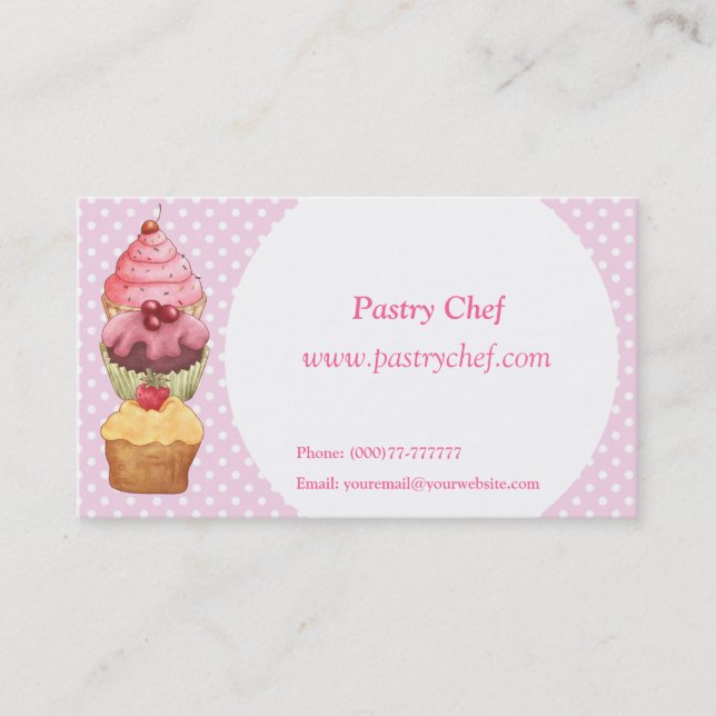 Cupcakes Pâtisseries Carte de profil professionnel (Devant)