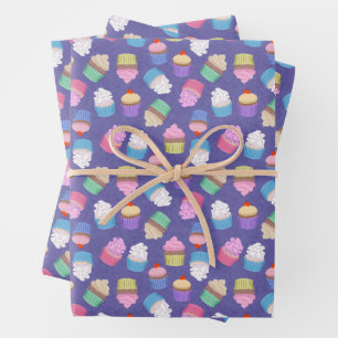 Cupcakes pattern wrapping paper sheet