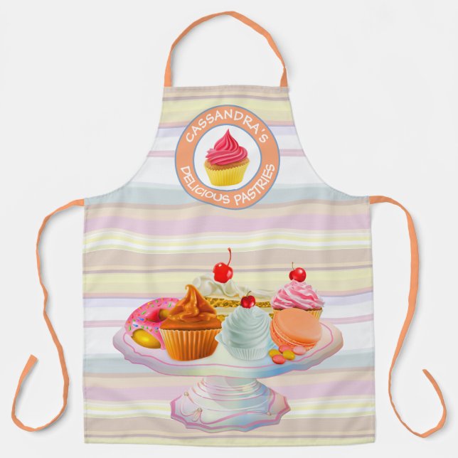 Cupcakes Pie Doughnut Macaron Sweet Baked Treats L Apron (Front)