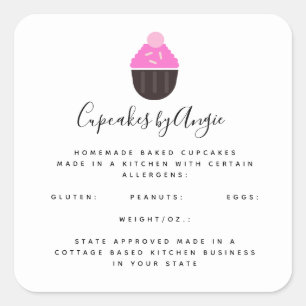 Cupcakes Pink Food Business    Square Sticker