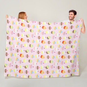 CUPCAKES PINK PATTERN FLEECE BLANKET